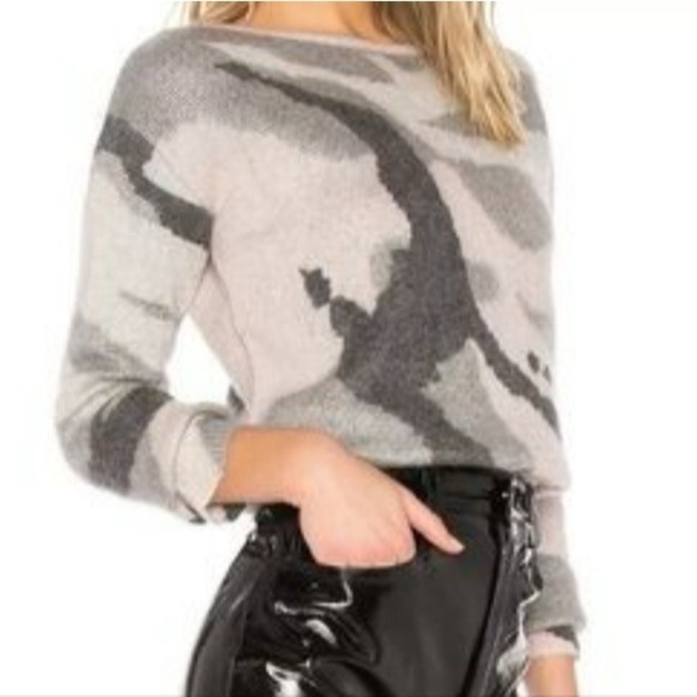 Rag and Bone Gray and Black Camo Merino Wool Women's Sweater Small